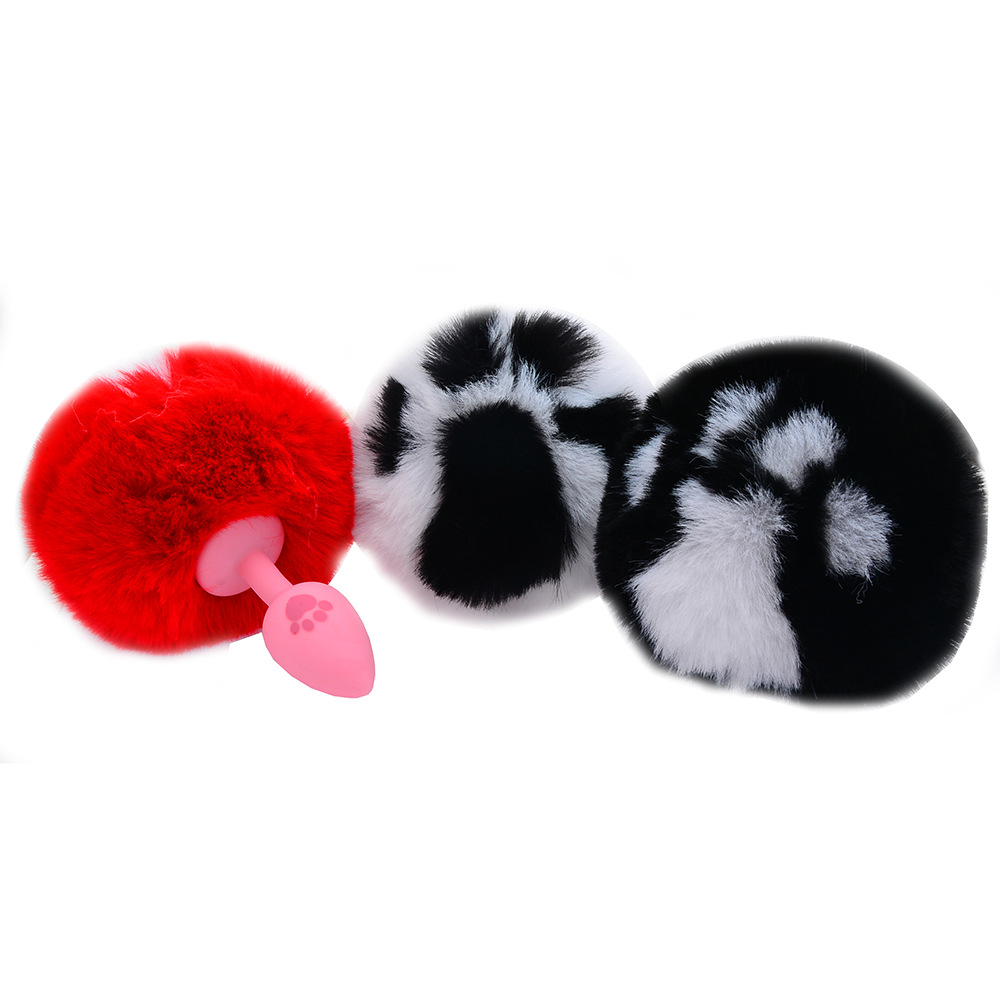 Sex Toys Cat Tail Anal Plug Silicone Cat Paw Hair Ball Anal Plug Cat Paw Khaki White Fox Hair Ball For Couples