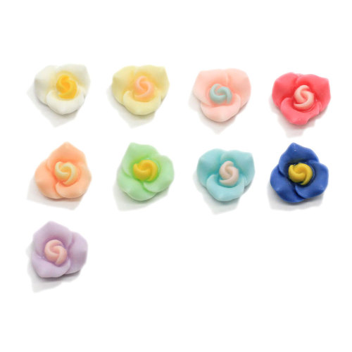 Resin Design Flatback Flower Beads Ornament Petal Bloom Cabochon Crafts Girls Kids DIY Hair Bow Accessories