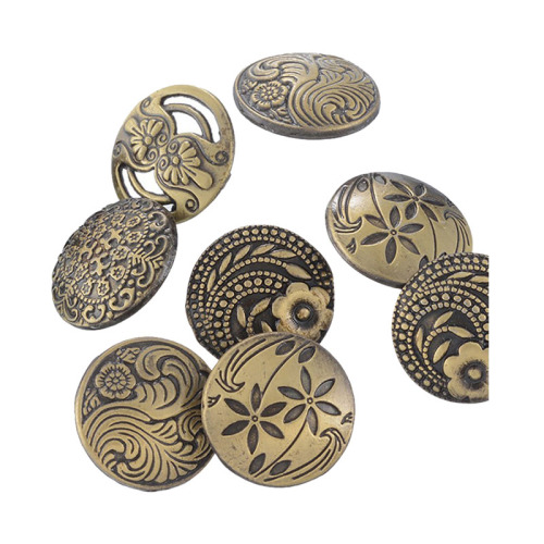 Boutons à la mode avec motif décoratif fleur de bronze