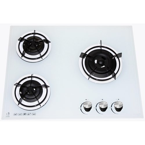 3 White Glass Gas Cooktop