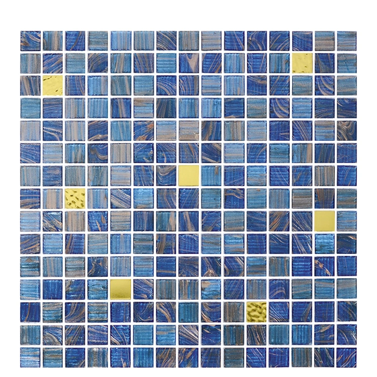 Bathroom Fountains Blue Stained Glass Mosaic Tile Iridescent Color