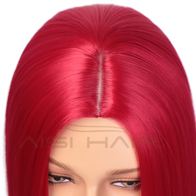 Synthetic Fiber Hair Straight Short Red Bob Hairstyle Wigs Heat Resistant For White Black Women Cosplay Party