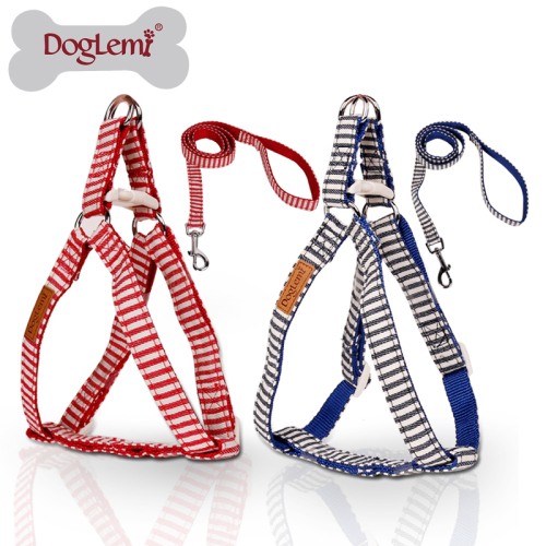 DogLemi Nature Canvas Stripe Design Pet Harness Set Dog Puppy Cat Step in Harness