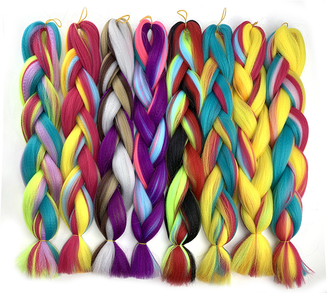 Ombre Jumbo Synthetic Braiding Hair Crochet Mix Colorful Synthetic Hair Extensions Jumbo Crochet Braids