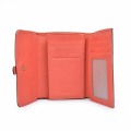 Genuine Leather Trifold Small Wallet Lady Red Purse