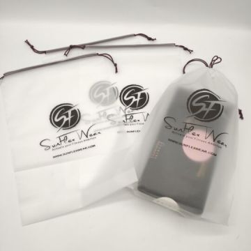 Frosted Plastic Poly Drawstring Packaging Bags For Hair