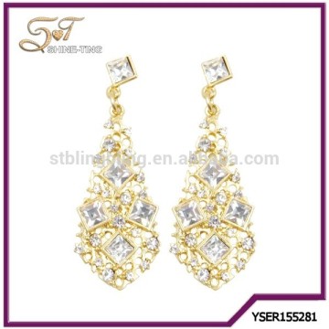 crystal gold plating earrings woman,long hanging earrings