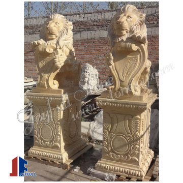 Custom marble sculptures, Golden silvia marble lion statues