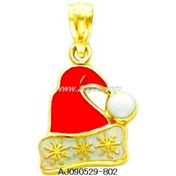 Red & White Enameled Santa Hat Charm