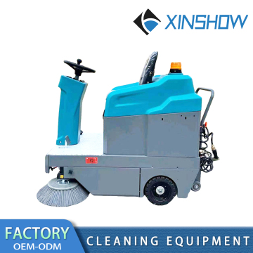 Driving floor scrubber cleaning