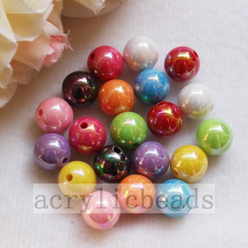 Round AB finished acrylic beads solid colors spacer beads