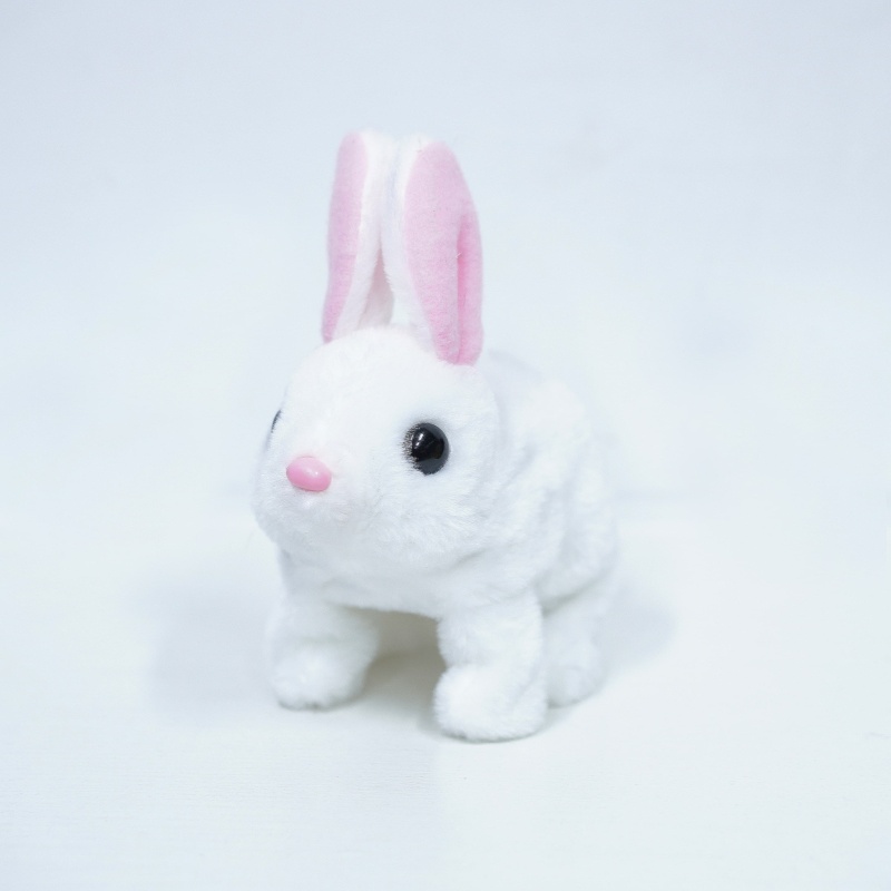 Flat Fur Electric Hopping Bunny Plush Toy