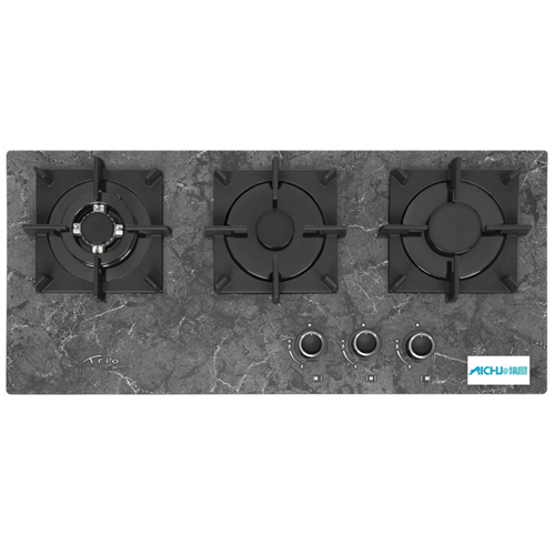 Black With A Marble Pattern Hob Glass