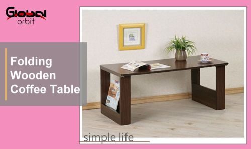 Folding table, Japanese style wood table, adjustable coffee table