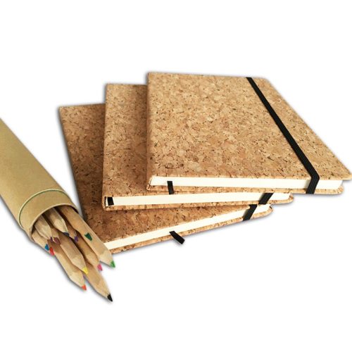Hot Stamping Real Cork Leather for Notebook Binding