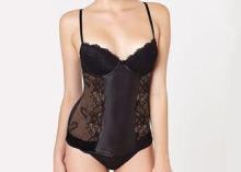 Elegant Lace Corset Style Bra , Sheer Mesh Back / Stretch S
