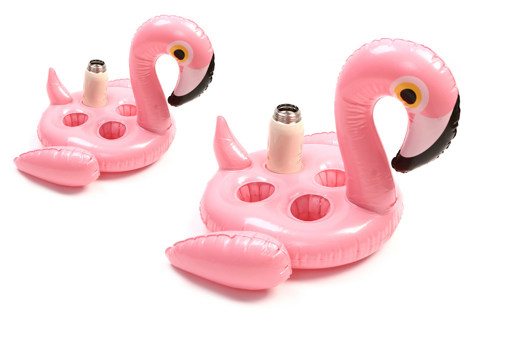 Flutuador de bebida inflável de verão em forma de flamingo