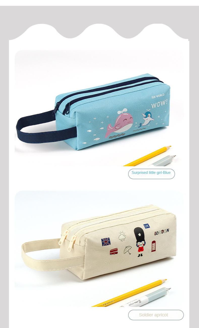 Pencil Case Simple Large-capacity Customized Portable Zipper Portable Stationery Bag for Primary School Students