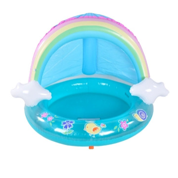 Piscina de bebê arco -íris com piscina de spray dossel