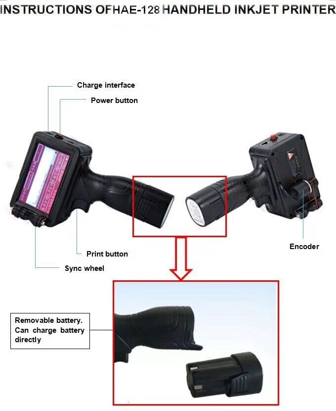 Portable thermal inkjet printer battery