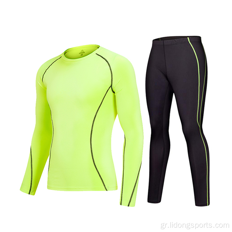 Άνετη συμπίεση Long Sleeve Men Gym Wear Wear Sportswear