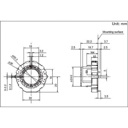 39 mm potentiometer met LED-verlichting