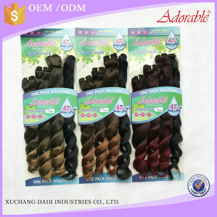 Adorable Wholesale heat resistant synthetic hair weft 4pcs body loose deep wave synthetic hair weaving free braid mixed T1b27