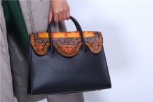 Pure hand-made cowhide lady's handbag platinum original