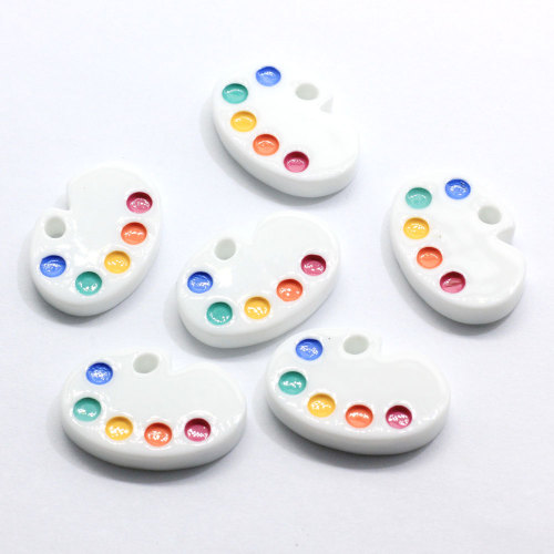 Wholesale Pretty 100pcs/bag Colorful White Artist Draw Board Flat Back Resin Cabochons for Slime Making Accessories