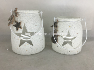 decrative pillar glass candle holder with handle