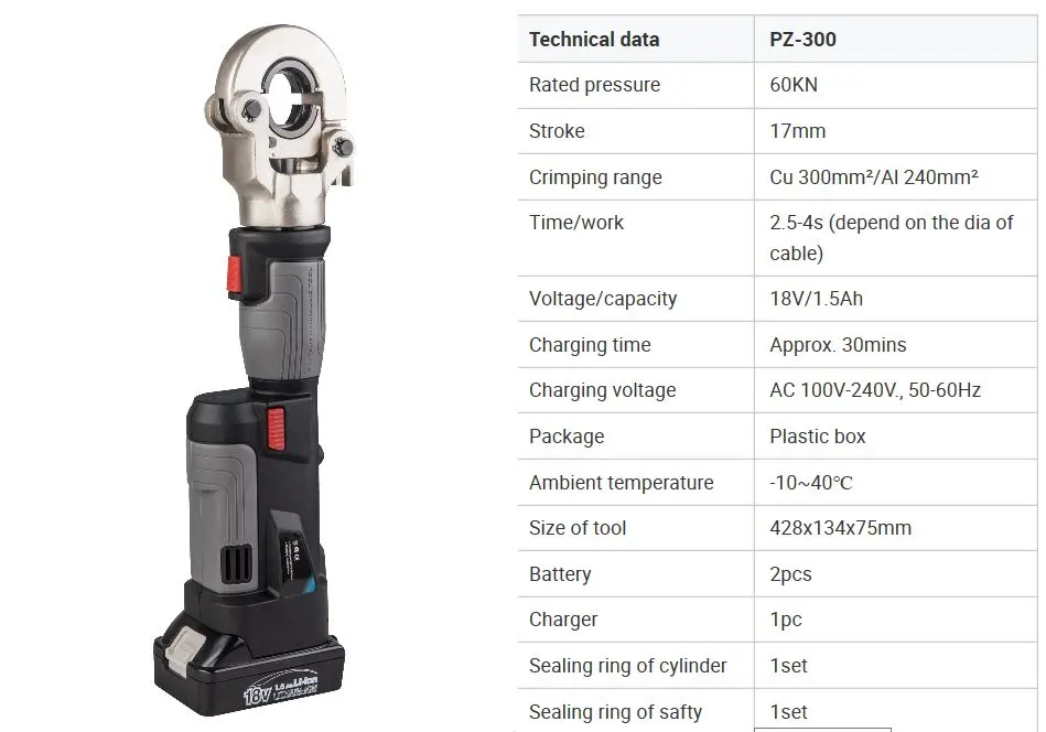 Igeelee Mini Hydraulic Battery Cable Lug Crimping Tools for 16-300mm2 with OLED