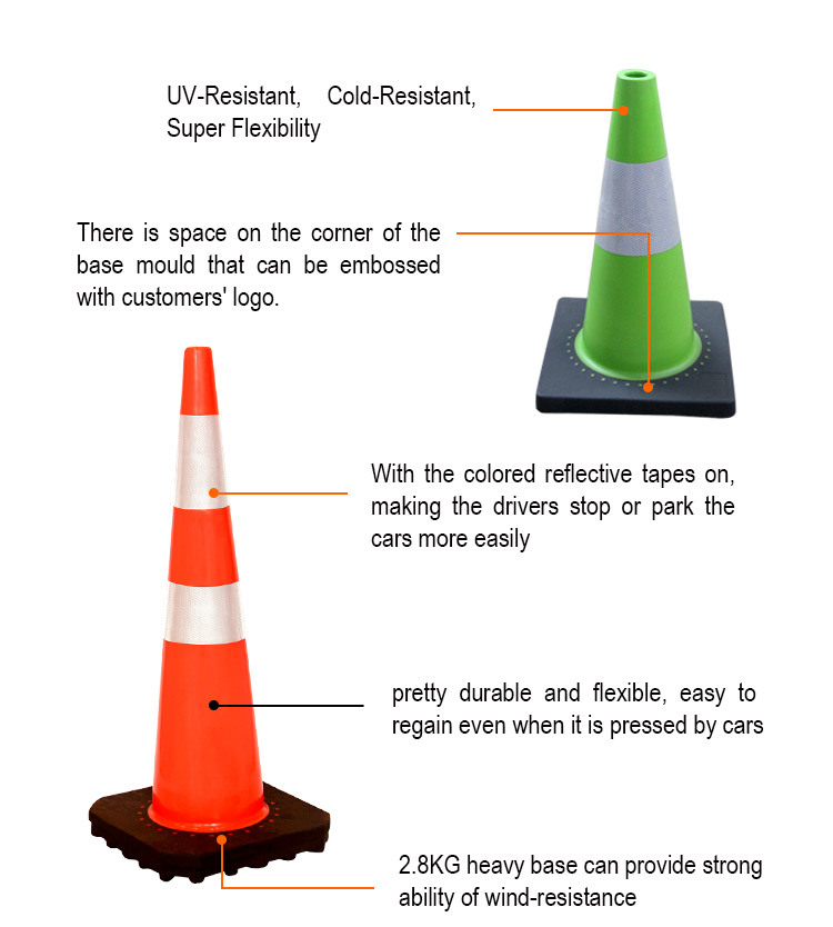 Top Sale Reflective Manufacture 75cm Road Cone Flexible PVC Safety Used Traffic Cone, Reflective PVC Road Traffic Cone