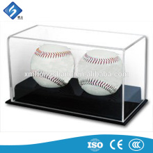 Acrylic Two Baseballs Ball Display Box Holder with Base