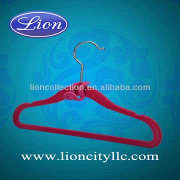 LEC-F5039 Red color flocked Hanger With Two Notches for children