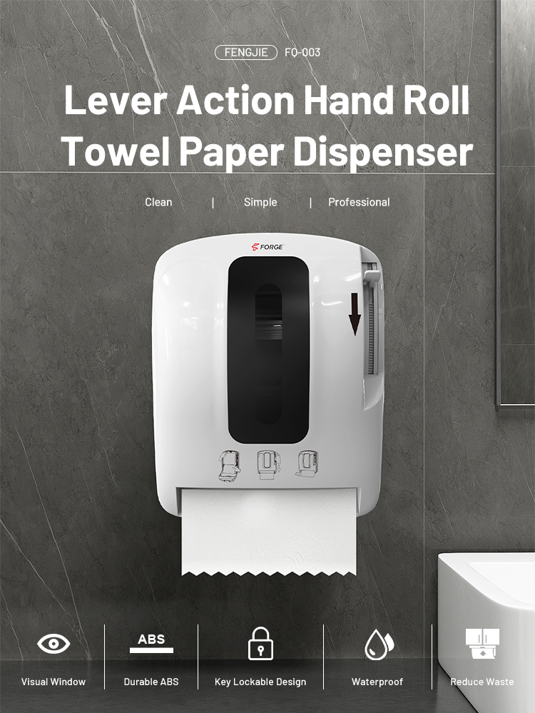FQ-003 White Plastic Wall Mount Roll Paper Towel Dispenser