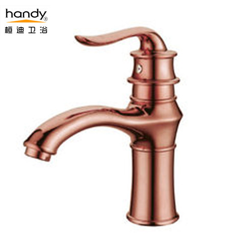 Brass Rose Gold Basin Mixer Faucet