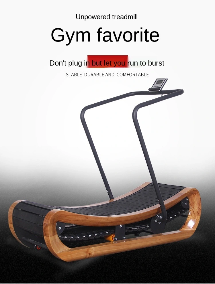 Gym Machine Wooden Curve Manual Unpowered Treadmill