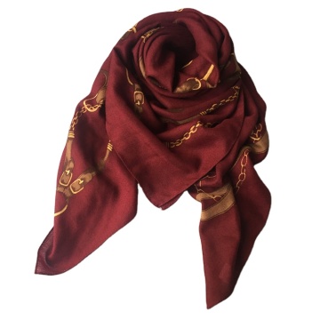 Women's Printed Silk Wool Shawl - Brand Designer Scarf