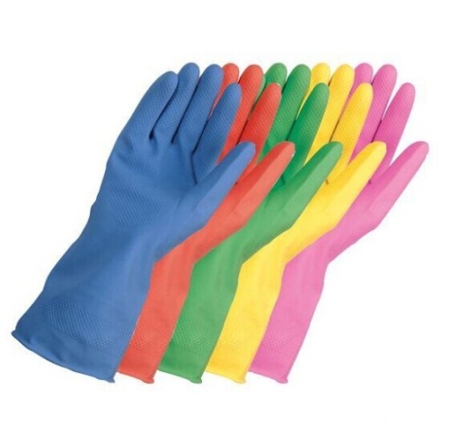 Cotton Flocked Household Latex Gloves/Rubber Cleaning Gloves with Good Quality (YYG-004)