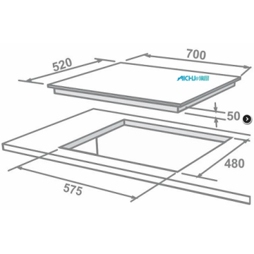 Elica Black Glass 4 Burner Built-in Hob