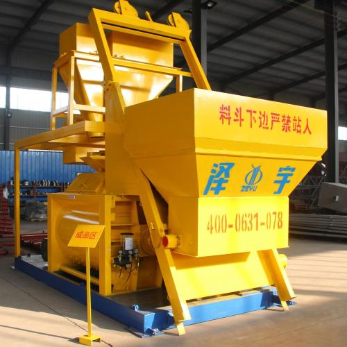 Stationary 1500l double shaft concrete mixer