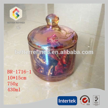 rose gold glass candy storage jar, ion plating glass food jar