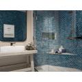 Malachite Green Arabesque Stained Glass Mosaic For Bathroom