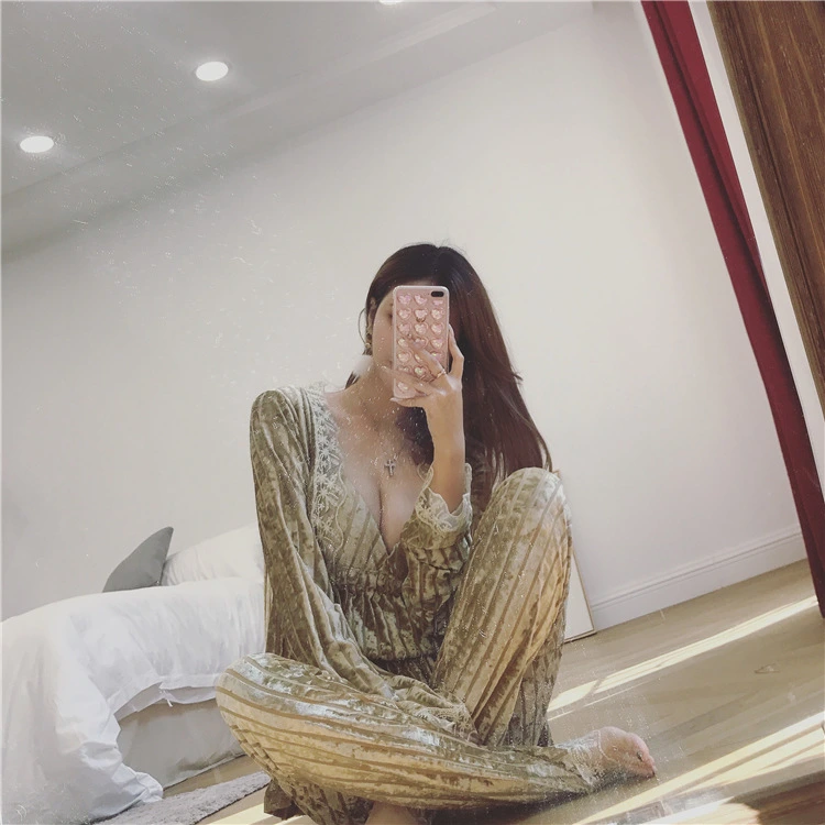 Latest Fashion Long Sleeve Autumn Womans Sexy Silk 3 Piece Set Fall Pajamas for Women