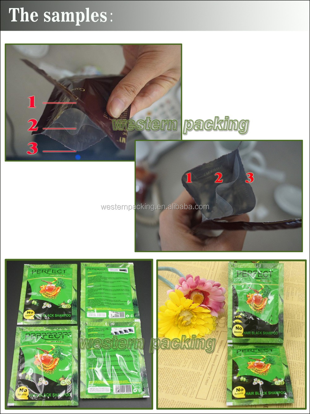 Double Material Hair Dye Shampoo Sachet Packaging Machine/Black Hair Shampoo Packing Machine