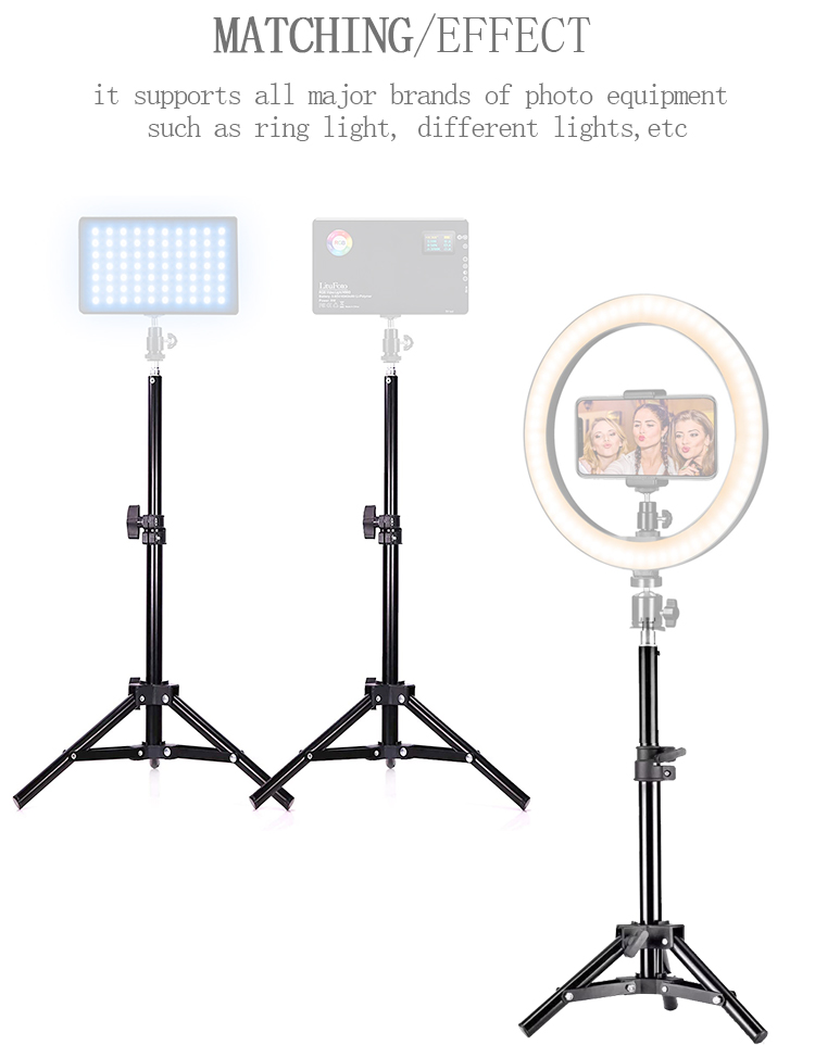 Fotografía Soporte de luz pequeño de aluminio de altura máxima de 75 cm para Relfectores, Softboxes, Luces, Paraguas, Fondos