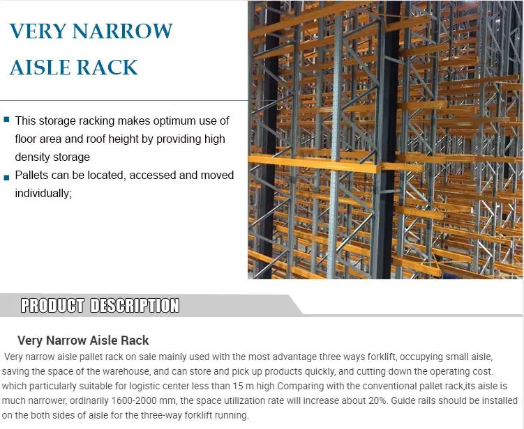 Factory Price Heavy Duty Vna Pallet Rack/Industrial Storage Racking System