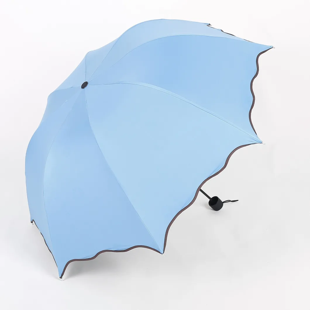 21 Inch Beautiful 3 Folding Promotional Cheap Change Color When Wet Umbrella Full Over Watermark Magic Umbrella