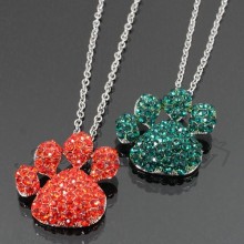 Rhinestone Paw Print Fashion Necklace