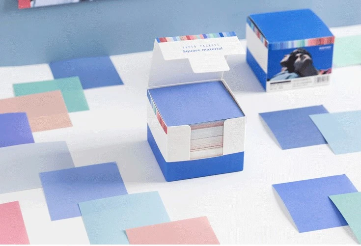 Square Cube Paper Notes Packed Into Paper Box